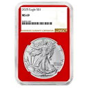 プレセール - 2025 $1 1 オンス アメリカン シルバー イーグル NGC MS69 ブラウン ラベル レッド コア