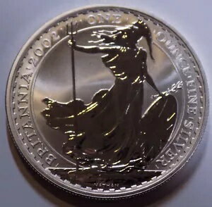2002 英国ブリタニア 1 トロイオンス純銀貨 極上の宝石 BU