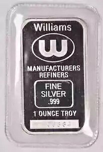 ウィリアムズ メーカー リファイナー 1 オンス シルバー バー 0.999 ファイン