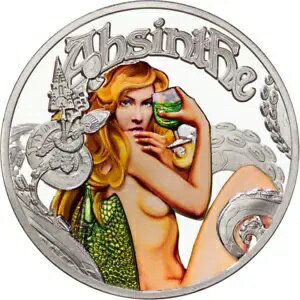 1オンス .999 シルバー クトゥルフ：テンプテーションズ アブサンガール エッジ付き# アルコール グリ..