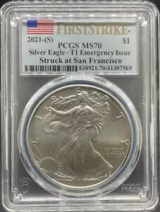 2021-S T1 シルバーイーグル MS70 PCGS 緊