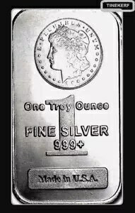 モーガン ヘッド シルバー バー 1 トロイ オンス999+ の上質なシルバー地金、スリーブ パケット入り