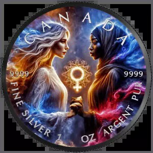 2024 年カナダ女性デー 1 オンス シルバー ルテニウム コーティング カラー化コイン