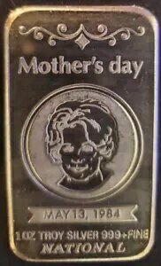 母の日 1984 年 5 月 13 日 1 オンス トロイ .999 シルバー アート バー ナショナル ミント グッズ