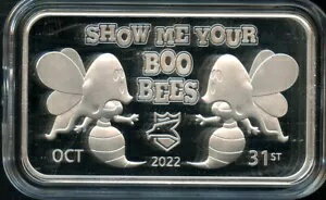 ハロウィン ショー ユア ブー ビーズ 2022 ポスタル エクスプレス ミント 1-オンス 0.999 シルバー バー LE100