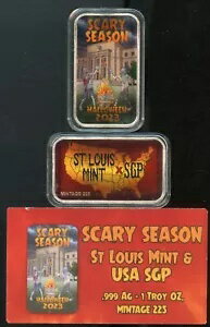 1 オンス STL USA.SGP スケアリー シーズン ハロウィン 2023 ダブルカラー .999 ファイン シルバー