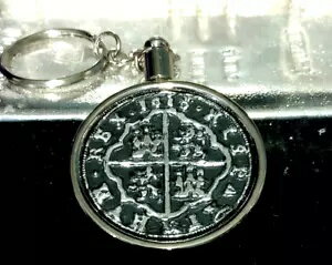 1618 スペイン製 8 レアレス アンティーク ビリー ボーンズ 手作業で注がれた 0.999 シルバー。キーホ..