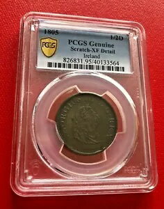 1805 1/2 D PCGS アイルランド純正スクラッチ XF ディテール アイルランド