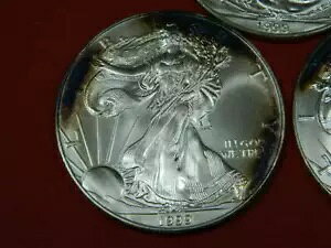 WORLD RESOURCE【KING店】の1999 アメリカン シルバー イーグル ( 3 ) 3 つの光沢のある未流通コイン、調色付き｜アングル2