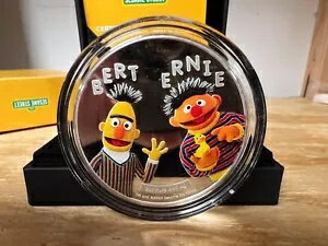 バートとアーニー セサミストリート 2021 サモア 2オンス 純銀カラーコイン $5