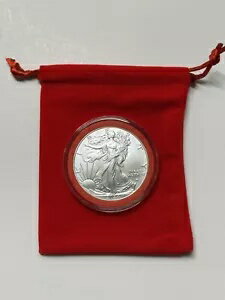 2024 $1 アメリカン シルバー イーグル 1 オンス BU クリスマスレッドリングホルダー & ベルベットバッグ