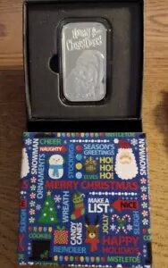 2024年「メリークリスマスサンタ」 .999シルバーバー、カプセル入り、カスタムギフトボックス入り