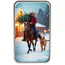 クリスマス ホリデー 1 オンス .999 シルバー バー - カウボーイ クリスマス カラー シルバー バー