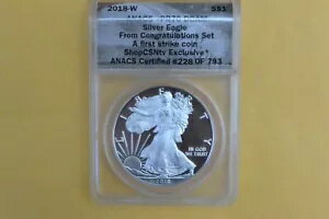 2018-W $1 シルバー イーグル ANACS PR70DC