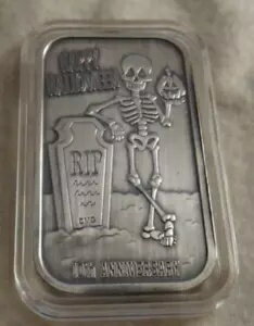 .999 シルバー アンティーク ハロウィン スケルトン 10th アン CMG ミント COA ミンテージ 40