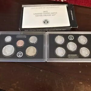 2022-s シルバー プルーフ 米国造幣局セット - ボックスと COA 付きの完全な 10 コイン セット レディース