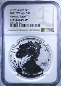 2021-W アメリカン シルバー イーグル T-1 - NGC Rev PF-69 - シルバー デザイン セット(3)