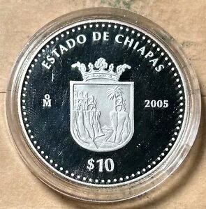 2005 メキシコ $10 エスタドス デ アグアスカリエンテス シルバー プルーフ イン カプセル!