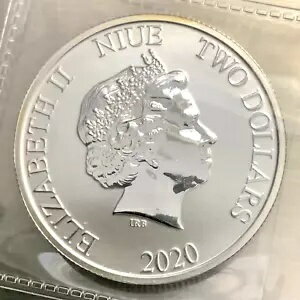 2020 ニウエ $2 1 オンス .999 ファイン シルバー ダース ベイダー シルバー コイン BU 少数のミルク スポット