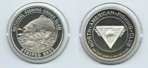 Striped Bass、North American Fishing Club コイン 1 トロイオンス 0.999 ファイン シルバー ラウンド