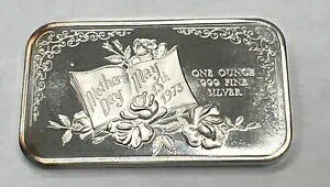 ヴィンテージ 1973 「母の日」 1 トロイオンス シルバー アート バー