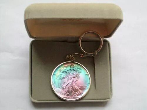 美しい 1994 年アメリカン シルバー イーグル シルバー コイン トーン キーホルダー ホルダー付き