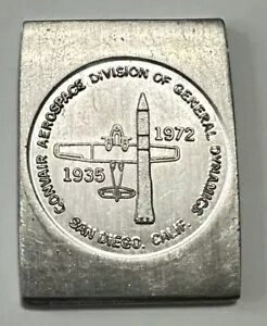 Convair Aerospace Div General Dynamics San Diego CA 1972 UNCUT TRIAL STRIKE COIN
