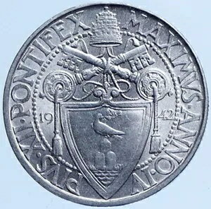 1942年 バチカン市国 イタリア 教皇ピウス12世 教皇の正義の秤 2リラコイン i113978