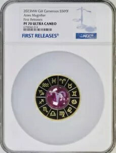 2023 アリエス ルーペ カメルーン カラーライズド 17.5 g .999 シルバー NGC PF70 ウルトラ カメオ