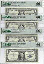 1957A $1 シルバー証明書 4 連続 PMG GEM 未流通 66 EPQ 紙幣