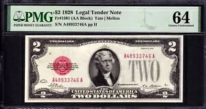 1928ǯ $2 ˡ̲߻ åɥ FR.1501 AA ֥å PMG CHOICE UNC CU 64