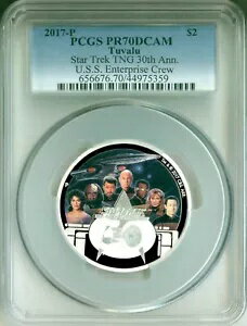 2017 ツバル S$2 スタートレック 2 オンス TNG 次世代クルー PCGS PR70 DCAM OGP(3)