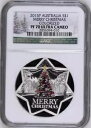 2015 オーストラリア 1 オンス シルバー メリー クリスマス ツリー 星形 シルバー コイン NGC 70 UC