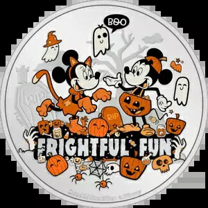 2024 ニウエ ディズニー ハロウィン ミッキーマウスとミニーマウス 2 オンス シルバー コイン