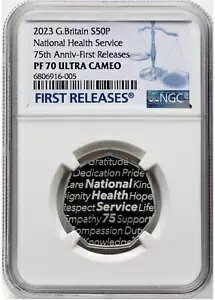 NGC PF70 2023 NHS 国民保健サービス 75th 英国プルーフ 0.999 シルバー コイン