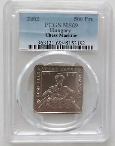 ハンガリー スクエア 500 フォリント BU コイン 2002 KM#764 チェスマシン PCGS MS69 トップ ??