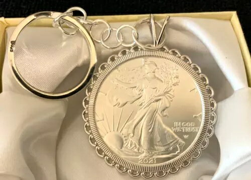 2021 ワンオンスアメリカン リバティ イーグル (ALL) スターリング シルバー フィリグリー キーホルダー