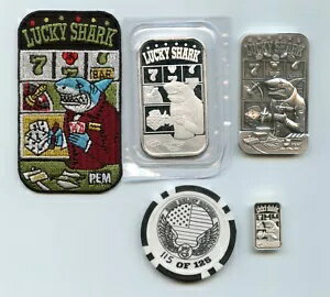 1 & 2  #'rd Lucky Shark Postal Express Mint + 1/10  0.999 С ...