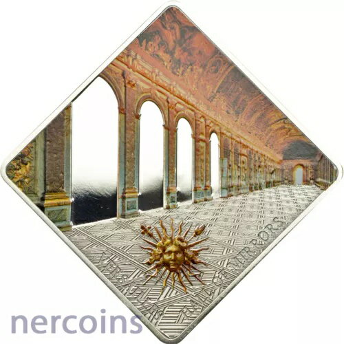 パラオ 2013 ベルサイユ鏡の間 50g シルバー $10 プルーフ コイン ミックス仕上げ