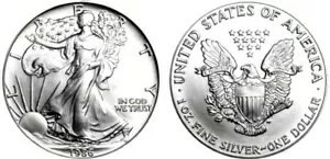 1986 S アメリカン シルバー イーグル 1オンス 地金コイン BU タイプ 1 初年度 - 希少(3)