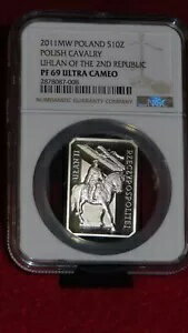 2011 ポーランド 第 2 共和国騎兵隊のウーラン .925 シルバー コイン NGC グレード PR69