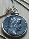レア ローマン ブロンズ & スターリング ペンダント 皇帝ガリエヌス 18 インチ チェーン COA ギフト ボックス