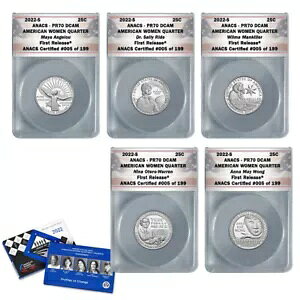 2022 S クラッド プルーフ アメリカン レディース 5 コイン クォーター セット PR70 (初回リリース)