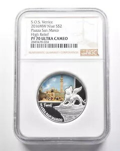 2016 MW ニウエ $2 シルバー SOS ヴェネツィア サンマルコ広場 HR PF70 NGC *7456