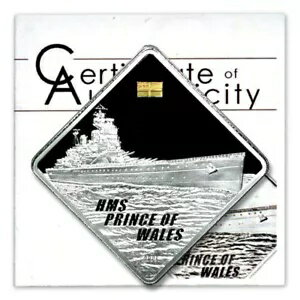 パラオ戦艦 HMS プリンス オブ ウェールズ $10 2009 2 オンス プルーフ シルバー クラウン COA