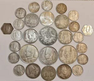 エジプト / キルシュ 10 枚、2-5-10 ピアストル、銀貨 29 枚!!!