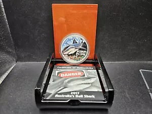 2017 ツバル デッドリー & デンジャラス オーストラリア オオメジロザメ 1オンス シルバー プルーフ ケース付き