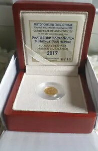 .999 ゴールド 2017 プルーフ ?50 ミノア文明ギリシャ コイン ボックス & COA