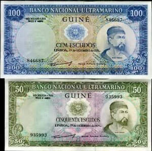 ポルトガルギニア セット 2 AU 50 100 エスクード 1971 P 44 45 AUnc