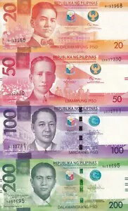 フィリピン セット 4 UNC 20 50 100 200 ペソ 混合日付 P 222 226 230 231A